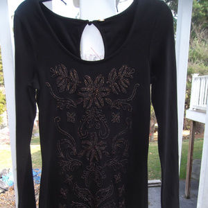 NWT FREE PEOPLE dress/top  black gold embroidery